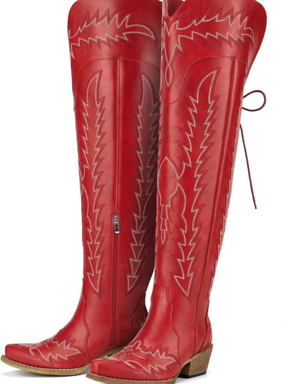 Stylish Wide Calf Over Knee Lace Up Cowboy Boots for Women - Western Fashion